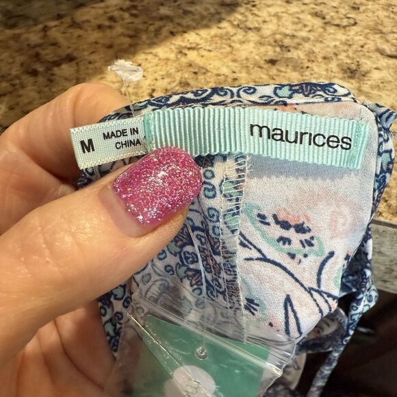 Maurices Blue Sleeveless Halter Blouse Medium NWT - Picture 4 of 9